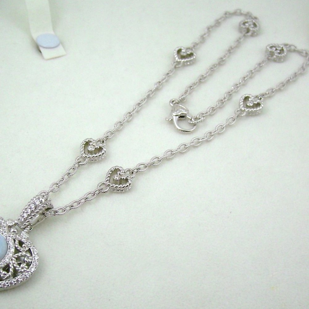 Judith Ripka Blue Agate Heart Enhancer with Chain - Picture 9 of 16